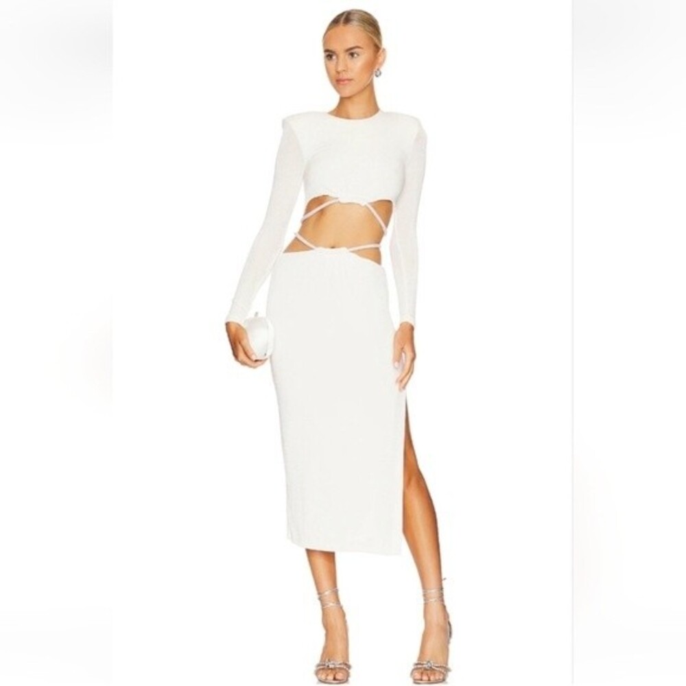 Misha Alina Slinky Jersey Cutout Midi Dress in Ivory Size 0